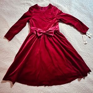 VINTAGE Sylvia Whyte Nordstrom Elegant Red Velvet Kids Dress, Size 16